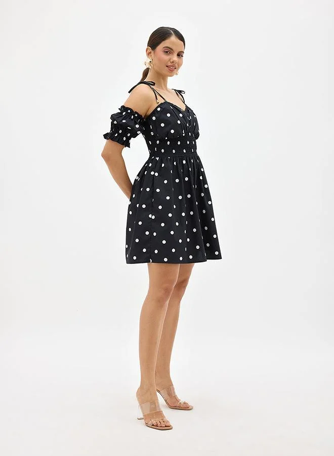 Virgio Cotton Polka Print Dress