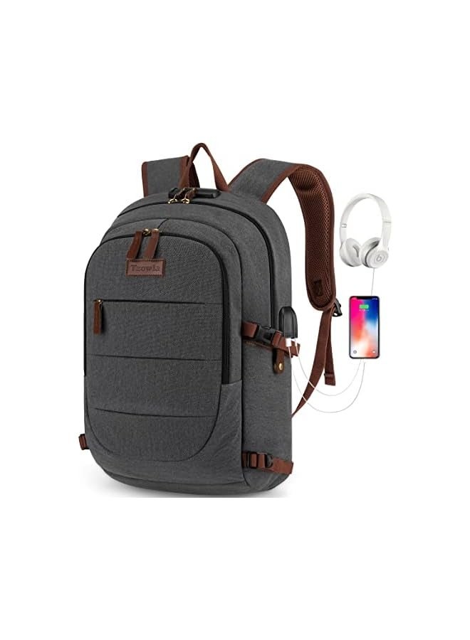 Tzowla Laptop Backpack,School Backpack for Men,Anti-Theft Travel Rucksack Fit 15.6"Laptop with USB Charging Port and lock - Image 1