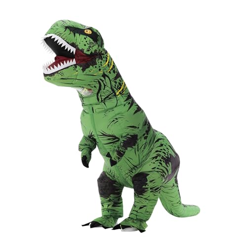 Servllcell Inflatable Dinosaur Costume for KidsHalloween Costumes T Rex Blow Up Costumes for Boys GirlsCosplay PartyGreen - Image 1