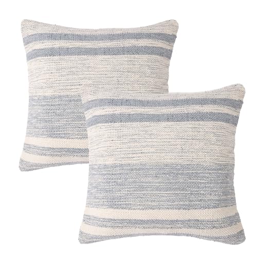 Red Earth REDEARTH · Tufted Throw Pillow Cushion Covers - Boho Textured Woven Decorative Cases Set for Couch - Sofa - Bed - Farmhouse - Chair - Patio - Outdoor - car - 100% Cotton (18x18 ; Gray) Pack of 2 - Image 1