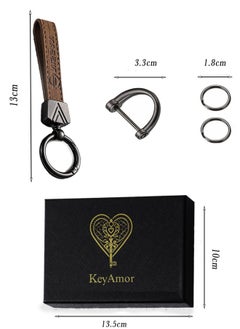 KeyAmor Elegant light brown metal and leather keychain with NISSAN logo featuring 3 key rings perfect as a fancy gift or car accessory designed in sleek light brown for a modern look offers 360 degree rotation for convenience suitable for both men and women and comes in a gift box.  - Image 3
