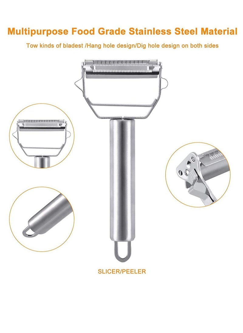 Generic Peeler Stainless Steel Cutter Slicer for Carrot Potato Melon Gadget Vegetable Fruit Steel Peeler Double Sided Blade Multi-functional Vegetable Cutter and Fruit Slicer Dual Blade for Kitchen  - Image 4