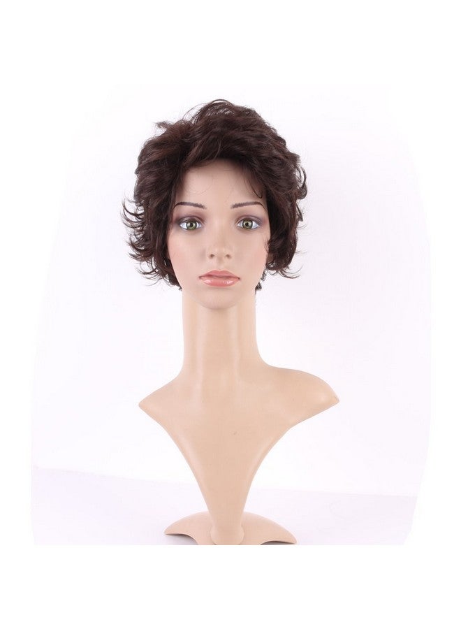 S-noilite Short Brown Curly Hair Wig Women Natural Fluffy Cosplay Daily Party Costume Full Wigs - Image 3