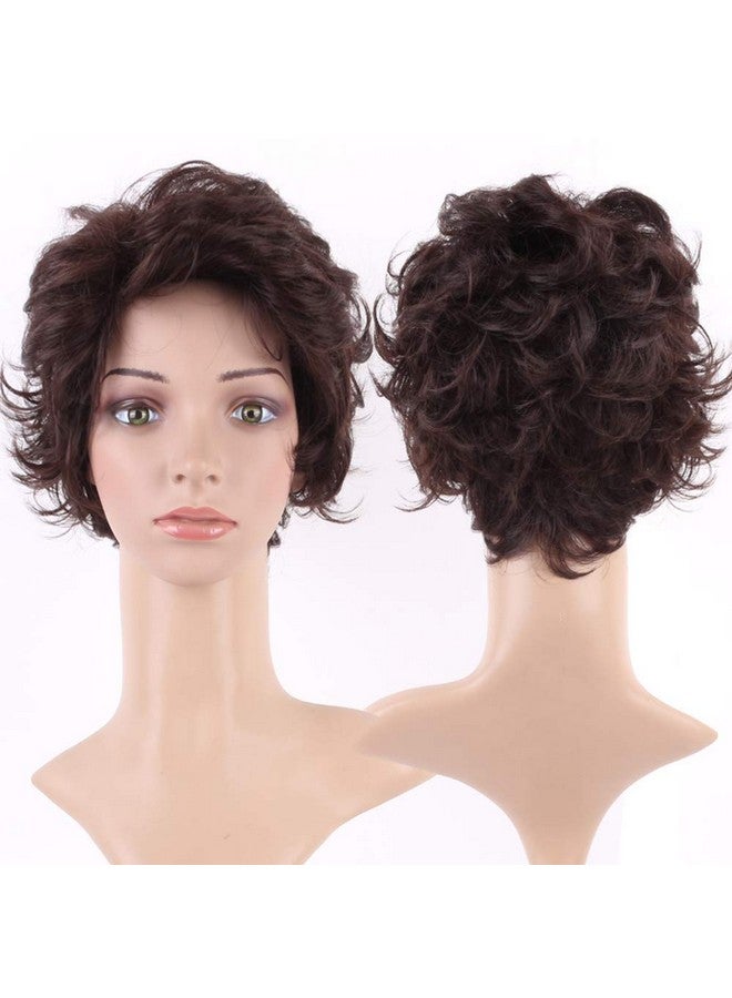 S-noilite Short Brown Curly Hair Wig Women Natural Fluffy Cosplay Daily Party Costume Full Wigs - Image 2