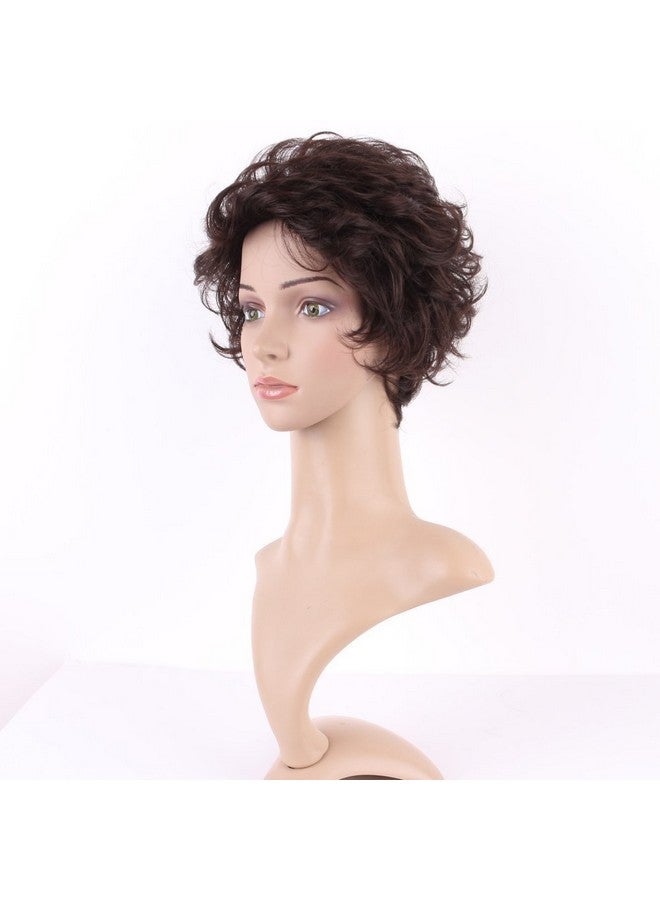 S-noilite Short Brown Curly Hair Wig Women Natural Fluffy Cosplay Daily Party Costume Full Wigs - Image 4