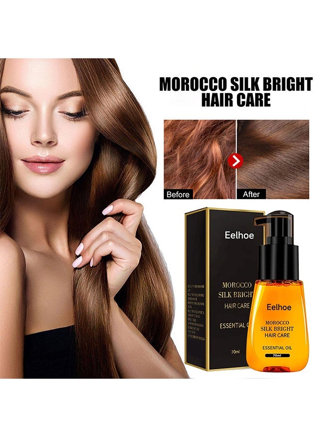 EELHOE Morocco Silk Bright Hair Care Essential Oil - Smooth & Shine Anti-frizz Hair Serum,Morocco Oil Silk Bright Hair Frizz-free Serum,Smoothing Natural Hair Care Essential Oil Reduce Dry,Curly,Wavy,Damaged Hair - Image 2