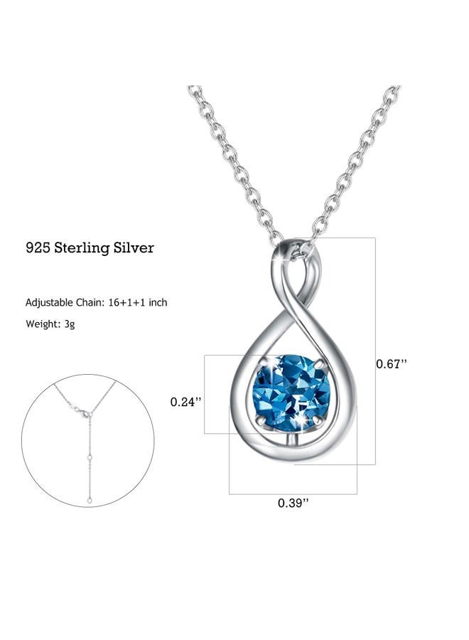 Fancime Birthstone Necklaces for Women Fine Jewelry Sterling Silver Dainty Infinity Pendant Anniversary Birthday Mothers Day Gifts for Women Wife Mom Lady Daughter, Chain 16"+2" Extend, 0.39 inch(L - Image 5
