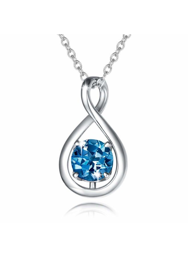 Fancime Birthstone Necklaces for Women Fine Jewelry Sterling Silver Dainty Infinity Pendant Anniversary Birthday Mothers Day Gifts for Women Wife Mom Lady Daughter, Chain 16"+2" Extend, 0.39 inch(L - Image 1