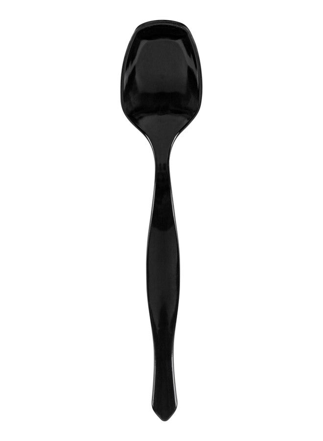 Restaurantware-Cater Tek 8 Inch Serving Spoons, 100 Disposable Spoons For Catering - Ergonomic Handle, Heavy-Duty, Black Plastic Food Spoon, Elegant, For Weddings, Buffets, Or Catering Events - Image 2