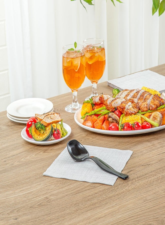 Restaurantware-Cater Tek 8 Inch Serving Spoons, 100 Disposable Spoons For Catering - Ergonomic Handle, Heavy-Duty, Black Plastic Food Spoon, Elegant, For Weddings, Buffets, Or Catering Events - Image 3