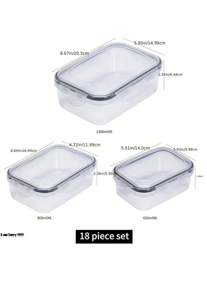 Green Tiger 18pcs Food Storage Container Set with Locking Lids + 20 Labels, Large Rectangular (Space Saving) Airtight Plastic Meal Prep Containers for Kitchen & Fridge, BPA-Free & Microwave Safe - Image 2