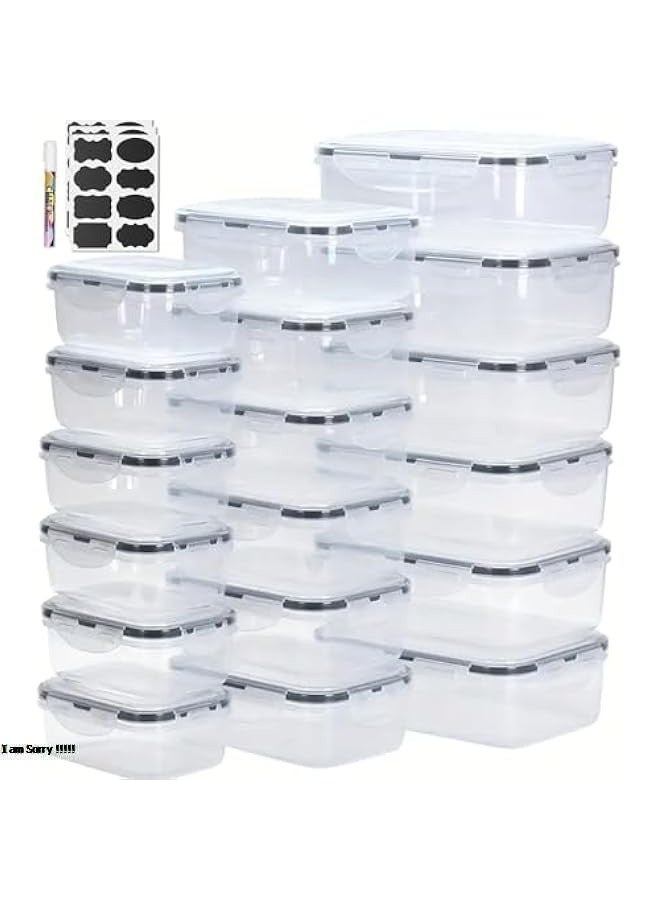Green Tiger 18pcs Food Storage Container Set with Locking Lids + 20 Labels, Large Rectangular (Space Saving) Airtight Plastic Meal Prep Containers for Kitchen & Fridge, BPA-Free & Microwave Safe - Image 1