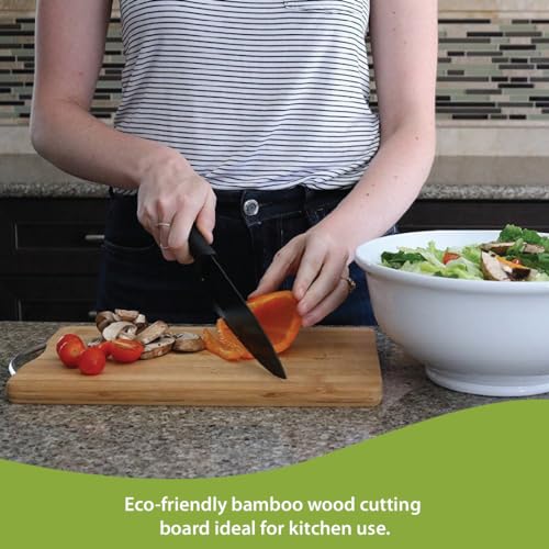 FRESHOME Natural Bamboo Wood Chopping Cutting Board for Kitchen Vegetables with SS Handle | Eco-Friendly, Anti-Microbial, BPA-Free | Smooth Finish (Small (30x20 cm) BBS) - Image 3