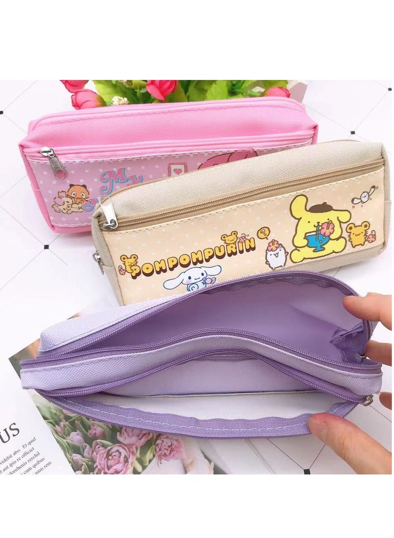 Sanrio Hello Kitty Cartoon Double Zipper PU Multifunctional Large Capacity Pencil Case Stationery Pencil Case Neutral Pen Set - Image 3