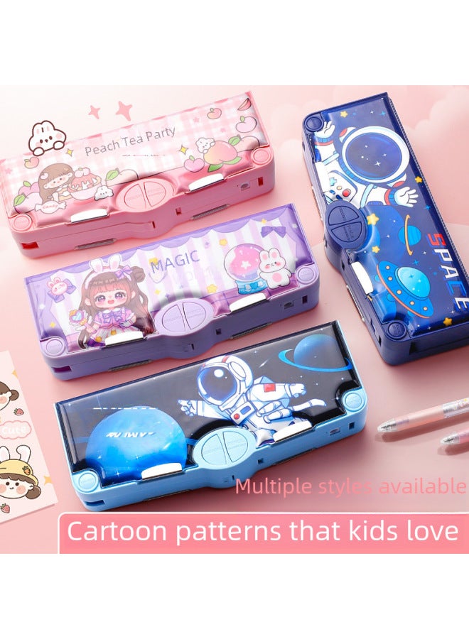 Kaba Bear Double-layer Multifunctional Stationery Case Pencil Case Pencil Case Boys And Girls Primary School Students Internet Celebrity Men's Kindergarten - Image 3
