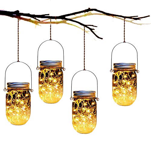 Yitee Mason Jar Solar Lantern Lights, 8 Pack 30 LED Bulbs Fairy Star Firefly Solar Lids Jar Lights,8 Hangers Included(No Jars),for Outdoor Home Garden Patio Christmas Halloween Decor Light - Image 3
