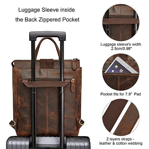 S-ZONE Women Genuine Leather Backpack Purse Retro Top-handle Bags Vintage Totes Casual Daypack - Image 4