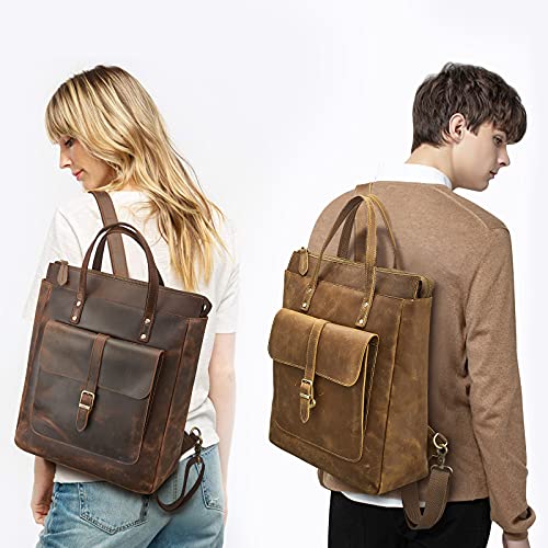 S-ZONE Women Genuine Leather Backpack Purse Retro Top-handle Bags Vintage Totes Casual Daypack - Image 2