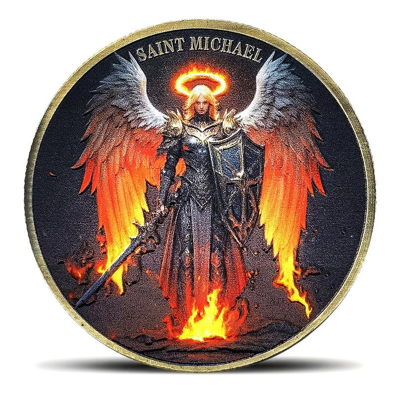 Aomcisi The Archangel Saint Michael Challenge Coin Psalm 911011 Inspirational Gift for Spiritual Protection Faith Single Coin - Image 3