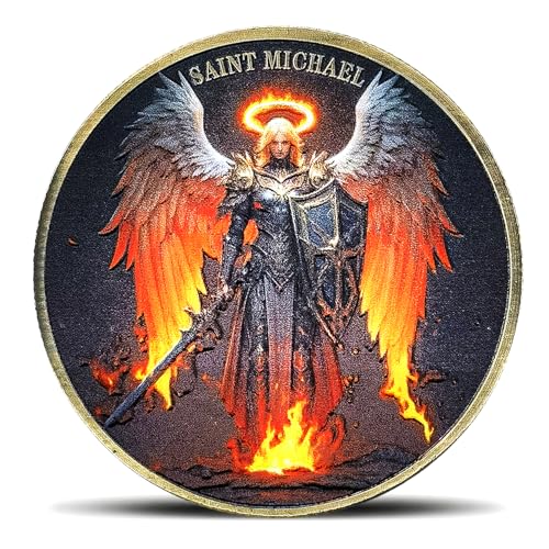 Aomcisi The Archangel Saint Michael Challenge Coin Psalm 911011 Inspirational Gift for Spiritual Protection Faith Single Coin - Image 1