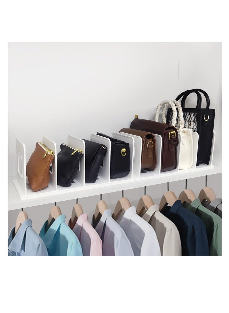 White Plastic Purse Handbag Organizer, Adjustable Closet Organizer, Organizer for Closet Shelf 10 Divider, for Purse, Handbag, Sweater, Shirts in Bedroom and Kitchen  - Image 1