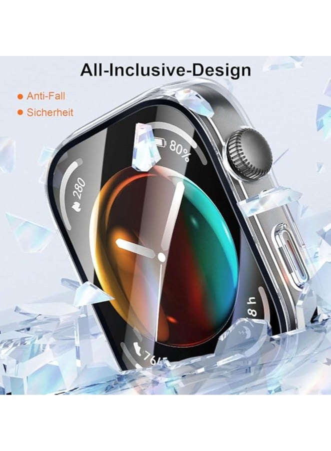Protective Case for Huawei Watch Fit 3 Case with Protective Glass, Hard PC Cover Case Con Vetro Temperato, HD Screen Protector Protection Case for Huawei Fit 3 Case Men Women (Clear) - Image 3