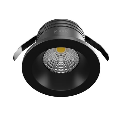 Nortek Prima+ 3W Mini Light, Spot Light for Ceiling, led Lights for Room, Ceiling Lights for Hall, Kitchen Lights Under Cabinet, cob Light for False Ceiling, Black Body Warm White, Pack of 5 - Image 2