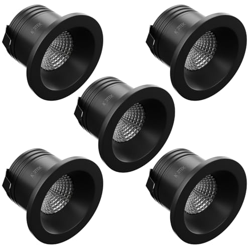 Nortek Prima+ 3W Mini Light, Spot Light for Ceiling, led Lights for Room, Ceiling Lights for Hall, Kitchen Lights Under Cabinet, cob Light for False Ceiling, Black Body Warm White, Pack of 5 - Image 1