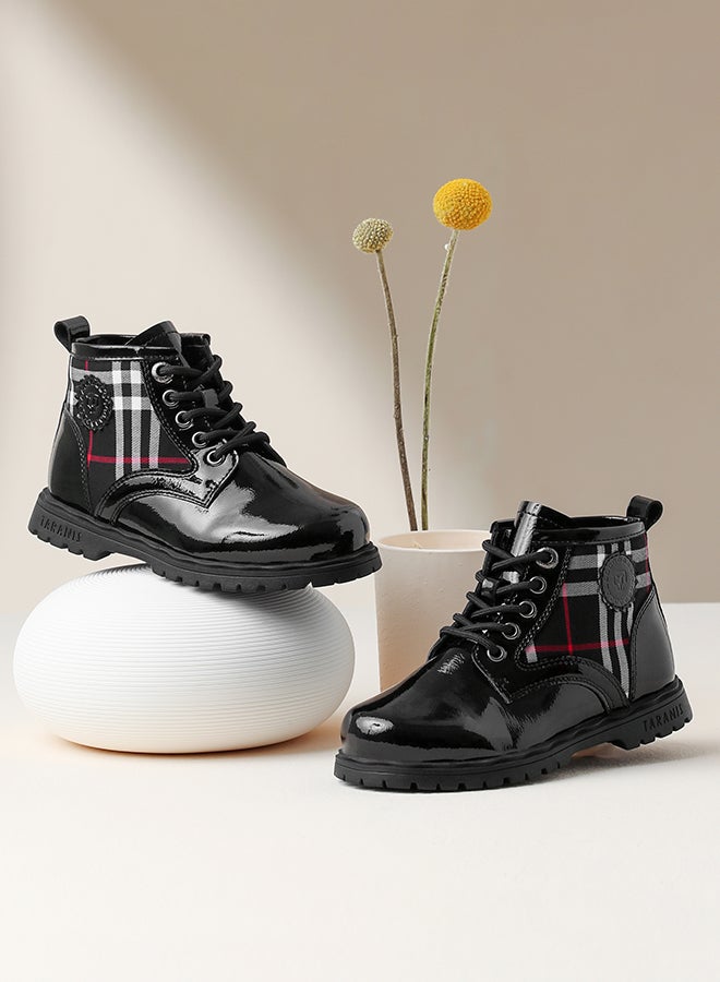 Taranis Taranis Children's Shoes Classic Plaid Patent Boots  - Image 1