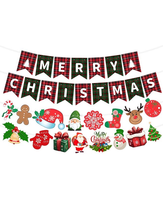 3Pcs Merry Christmas Banner, Happy New Year Banner, Merry Christmas Porch Sign, Christmas Decorations Banners, for Indoor Outdoor Winter Christmas Holiday Theme Party Supplies - Image 1
