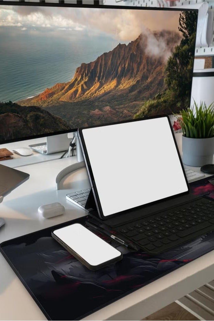 الباندا العملاقة لوحة ماوس ألعاب كبيرة 900 × 400 × 3 مم، حصيرة مكتب كبيرة للوحة المفاتيح وديكور المكتب - دارك كانيون - Image 4