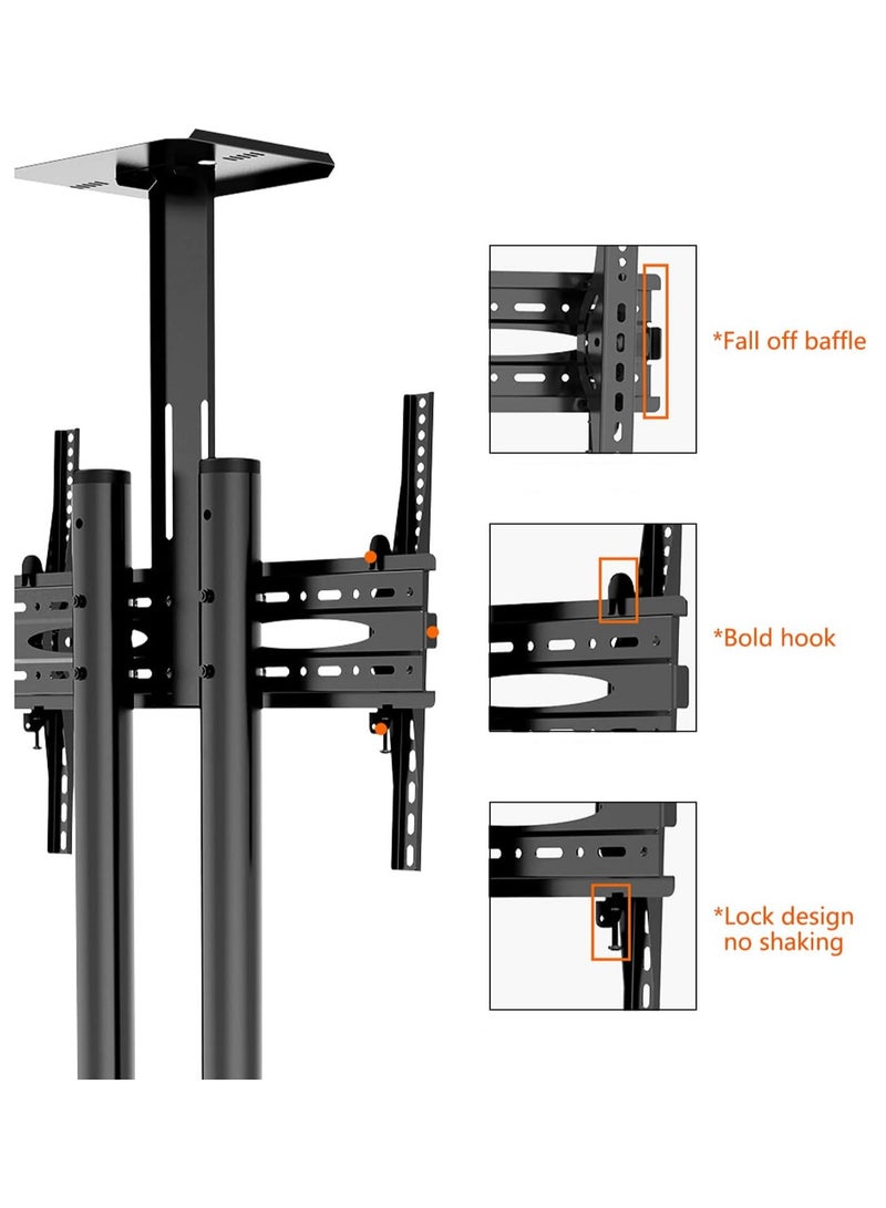 Beauenty Mobile TV Stand for 32-70 inch LCD LED Flat Panel Curved Screen, Height Adjustable Shelf Rolling Floor Stand with Wheels as a Movable Portable Stand, Max VESA 700x460mm - Image 5