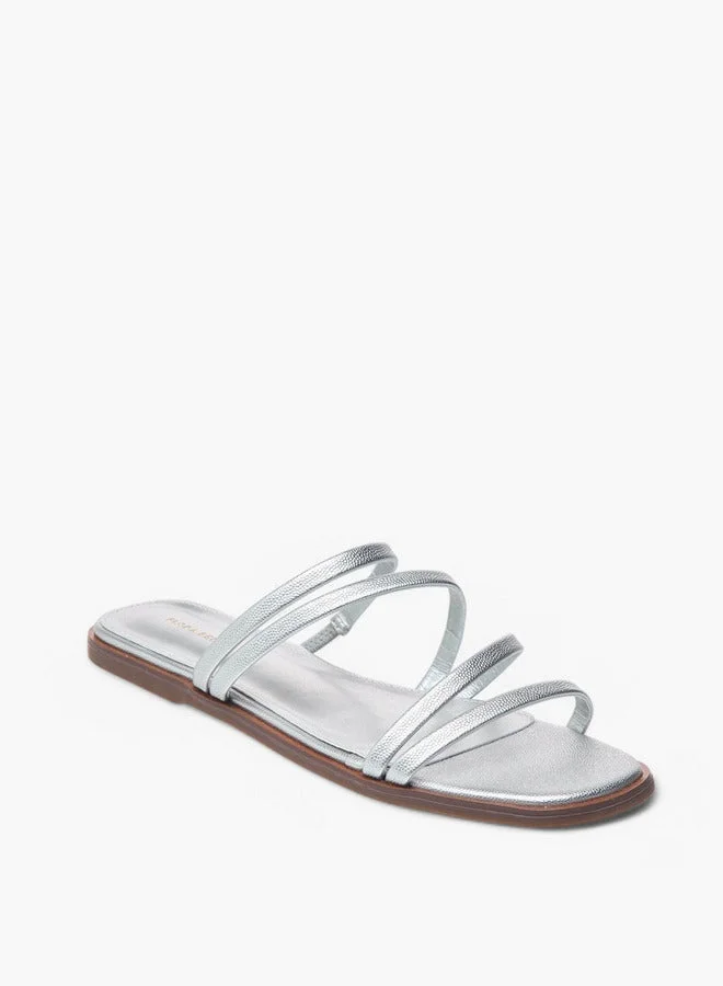 Flora Bella By Shoexpress Textured Slip-On Flat Sandals