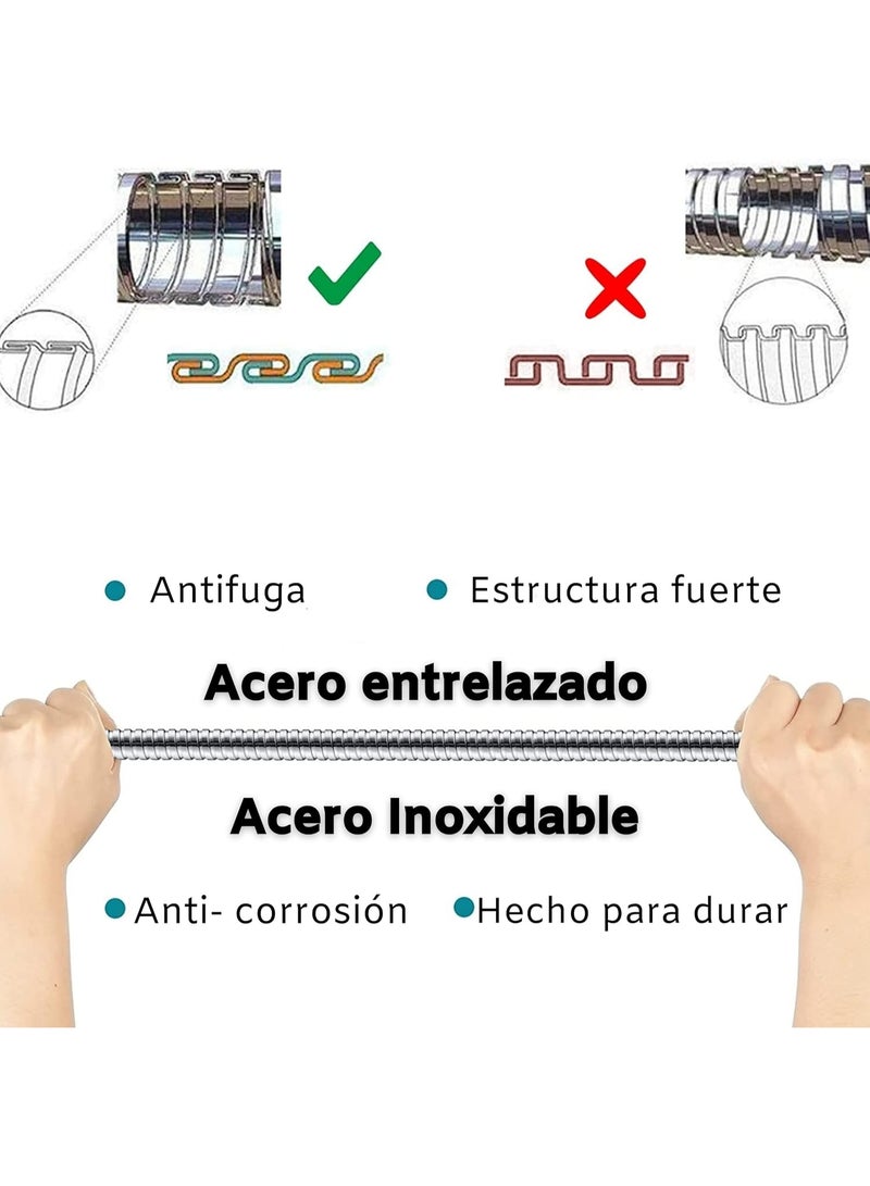 خرطوم الحمام بأشكال وألوان الدش كما في الصورة - رأس دش موفر للمياه بجسم من الفولاذ المقاوم للصدأ مع 4 أوضاع نفث تناسب خرطوم الدش والقوس (خرطوم نيكل 1.75 متر) - Image 3