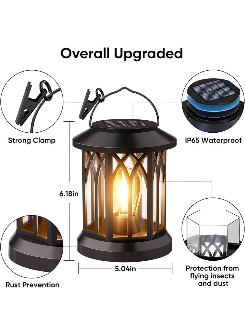 Arabest 6 Pack Solar Lanterns Outdoor Waterproof - Hanging Lanterns Decorative Outdoor Patio Decor with Clip Solar Lantern for Outside - Outdoor Lanterns for Patio Garden Waterproof Gifts for Women Mom Family - Image 5