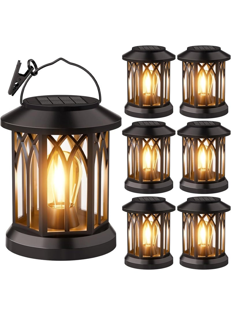 Arabest 6 Pack Solar Lanterns Outdoor Waterproof - Hanging Lanterns Decorative Outdoor Patio Decor with Clip Solar Lantern for Outside - Outdoor Lanterns for Patio Garden Waterproof Gifts for Women Mom Family - Image 1