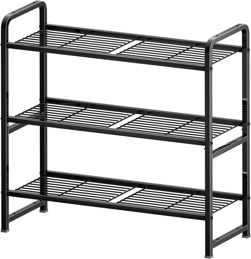 MWQ 30 Inch Wide Shelving Unit, 3 Tier Wire Storage Rack for Pantry Closet, Stackable, Heavy Duty Metal, Black - Image 1