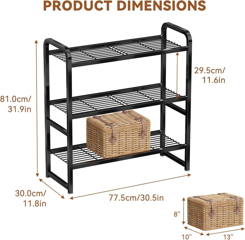 MWQ 30 Inch Wide Shelving Unit, 3 Tier Wire Storage Rack for Pantry Closet, Stackable, Heavy Duty Metal, Black - Image 2