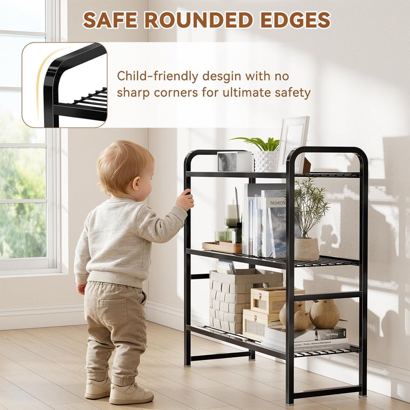 MWQ 30 Inch Wide Shelving Unit, 3 Tier Wire Storage Rack for Pantry Closet, Stackable, Heavy Duty Metal, Black - Image 4