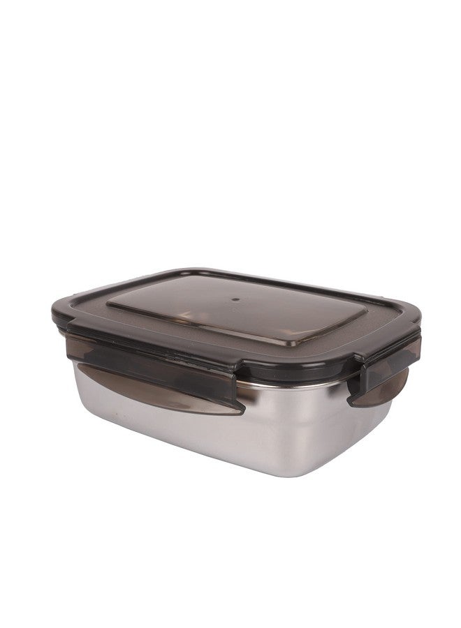 Femora High Stainless Steel Rectangular Container, Leakproof airtight Lid, 850 ML, Pack of 1, Silver - Image 1