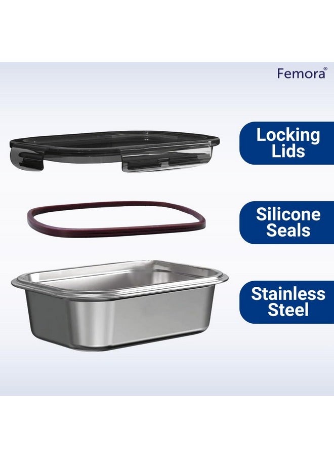 Femora High Stainless Steel Rectangular Container, Leakproof airtight Lid, 850 ML, Pack of 1, Silver - pzsku/ZCC66BA8A0459DB4D5861Z/45/_/1738306520/c3dcee8e-0fd6-44b7-ba09-322ae5962b36