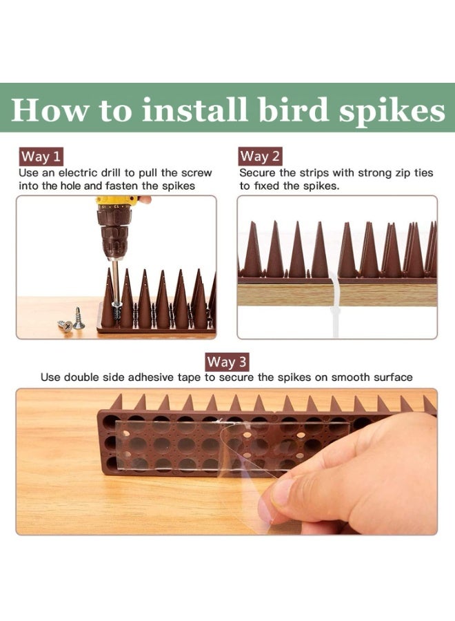 TRASSLE Bird Spikes for Outside, 20 Pack Plastic Outdoor Deterrent Spikes Bird,Stop Crow Birds from Nesting, Plastic Spikes for Garden Fences, Window Sills, Roofs, Porches, Railings and Walls - Image 5