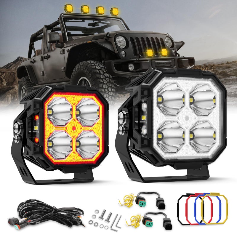 CO LIGHT 3 Inch 10300LM Cube Pods 210 WideAngle YellowWhite DRL Offroad MultiUse for Trucks 4x4 ATV Motorcycle Spot Work Driving Fog Beams