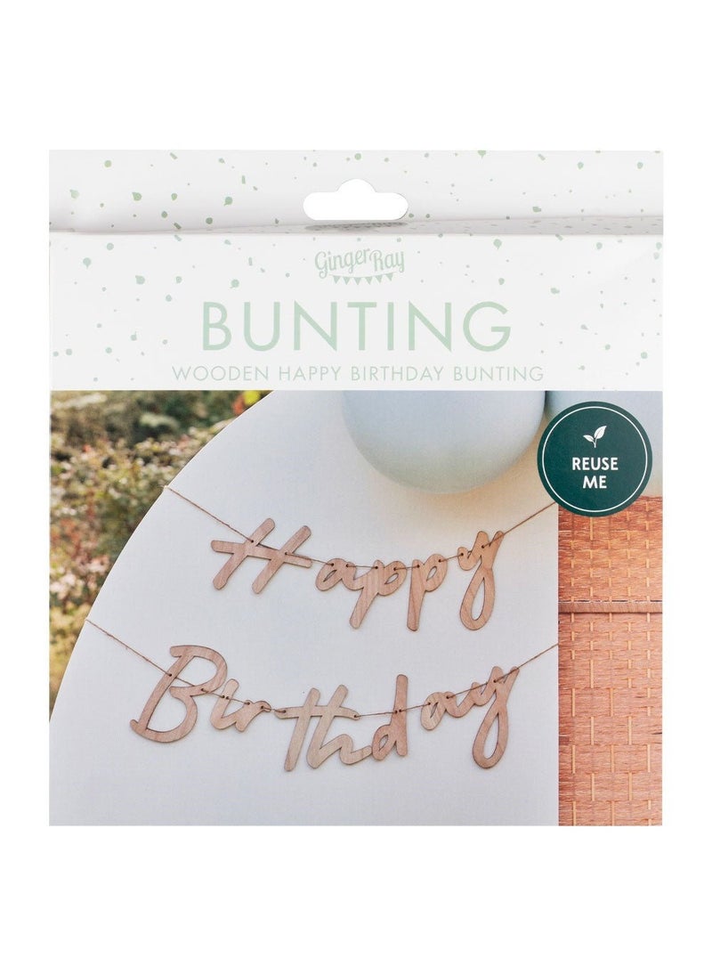 Ginger Ray Happy Birthday Wooden Garland Banner Wood 300cm - Image 4
