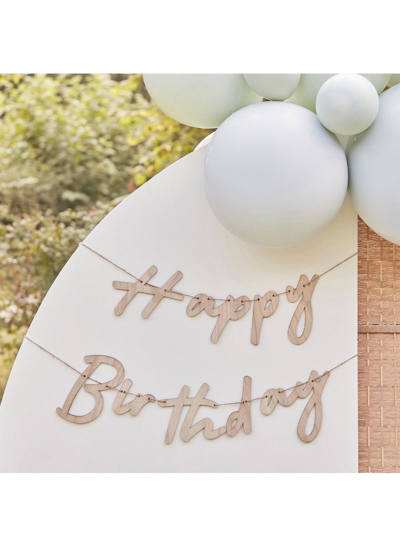 Ginger Ray Happy Birthday Wooden Garland Banner Wood 300cm - Image 2