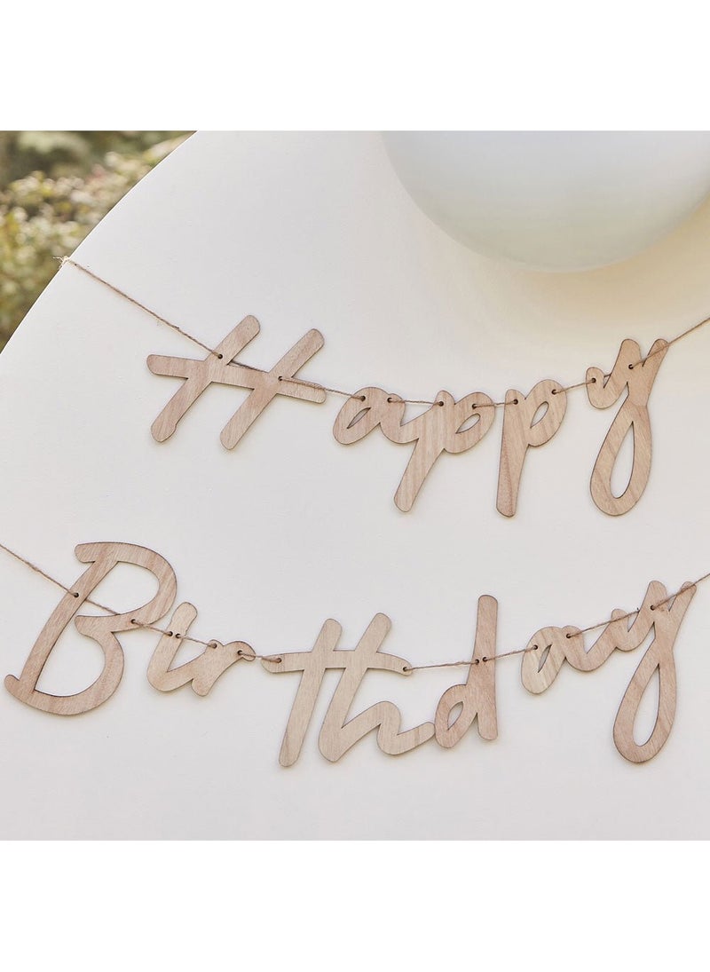 Ginger Ray Happy Birthday Wooden Garland Banner Wood 300cm - Image 3