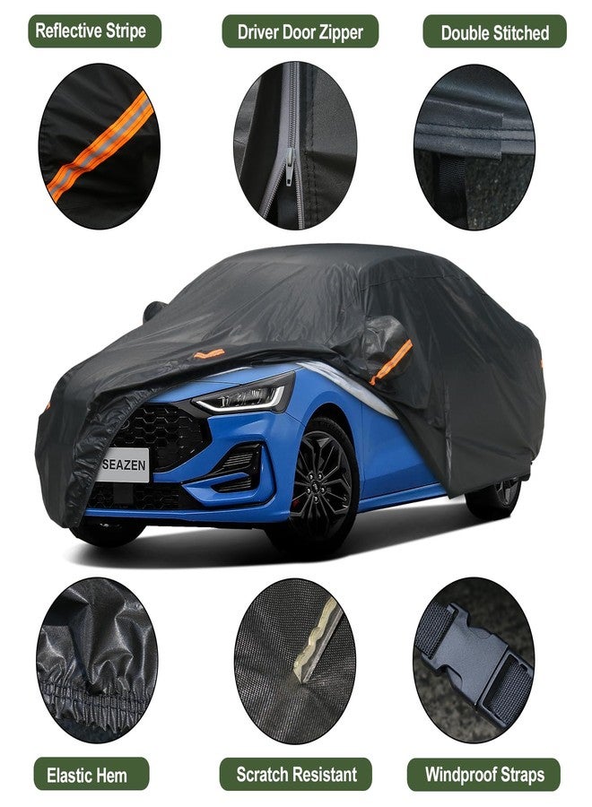SEAZEN 6 Layers Car Cover Waterproof All Weather, Heavy Duty Car Cover for Automobiles with Zipper Full Exterior Cover Outdoor UV Snow Wind Protection, Universal Full Car Cover for Sedan Up to 200" - Image 2