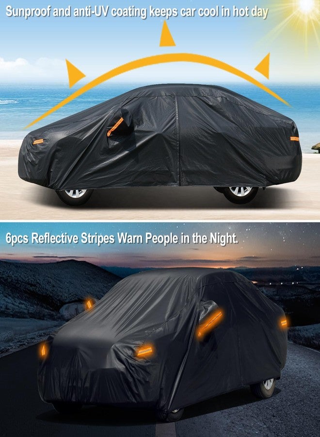 SEAZEN 6 Layers Car Cover Waterproof All Weather, Heavy Duty Car Cover for Automobiles with Zipper Full Exterior Cover Outdoor UV Snow Wind Protection, Universal Full Car Cover for Sedan Up to 200" - Image 5