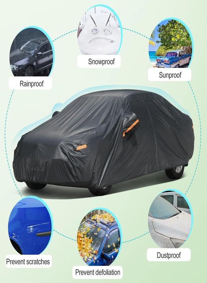 SEAZEN 6 Layers Car Cover Waterproof All Weather, Heavy Duty Car Cover for Automobiles with Zipper Full Exterior Cover Outdoor UV Snow Wind Protection, Universal Full Car Cover for Sedan Up to 200" - Image 4