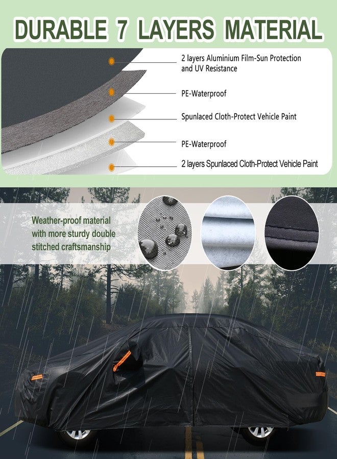 SEAZEN 6 Layers Car Cover Waterproof All Weather, Heavy Duty Car Cover for Automobiles with Zipper Full Exterior Cover Outdoor UV Snow Wind Protection, Universal Full Car Cover for Sedan Up to 200" - Image 3